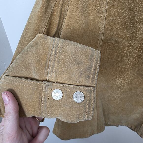 Vintage Live A Little Tan Leather Western Cowgirl Festival Button Up Shirt Sz M - Picture 7 of 9